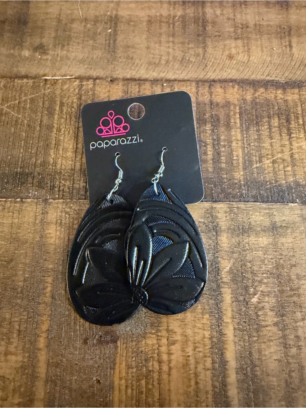 paparazzi Black Floral Teardrop Layered Earrings